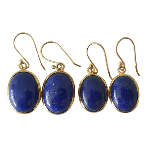 Lapis Lazuli Silver Gold Plated Earrings
