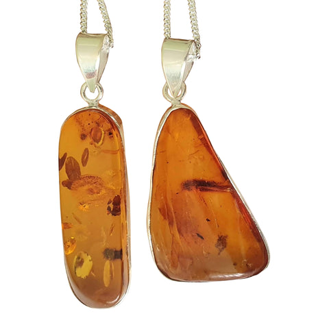 Aureum Amber Silver Pendant with Chain