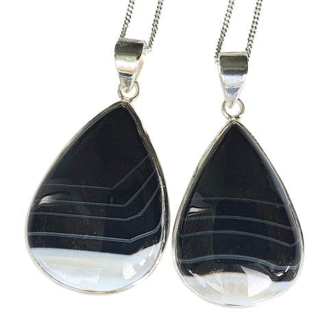 Onyx Agate Silver Pendant and Chain