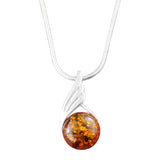 Feathered Amber Pendant and Chain