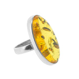 Handmade Oval Amber Sterling Silver Ring