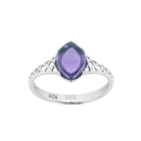 Intricate Gemstone Silver Ring