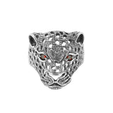 Silver Leopard Head Ring