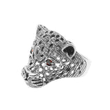 Silver Leopard Head Ring