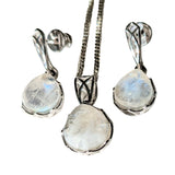 Fretted Moonstone Silver PENDANT and Chain