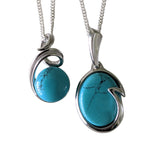 Turquoise Silver Wave Pendant and Chain