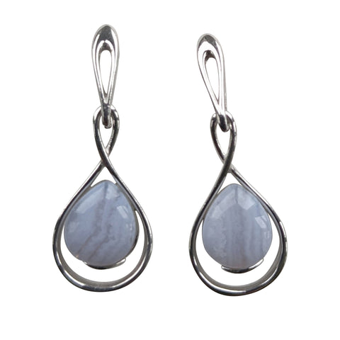 Crescent Blue Lace Agate Earrings