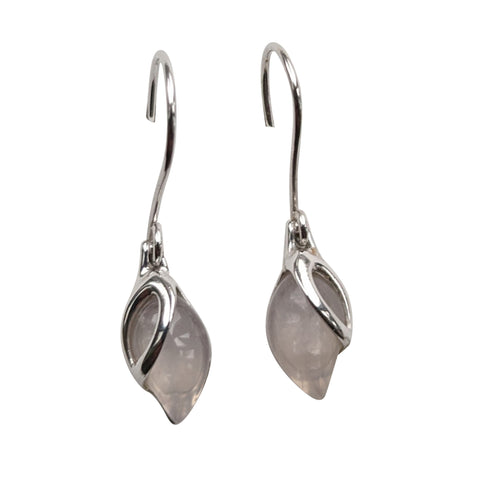 Raindrop Rose Quartz Silver Earrings