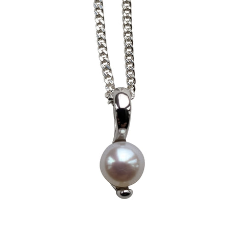 Pearl Accent Silver Pendant and Chain