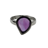 Amethyst Teardrop Silver Ring