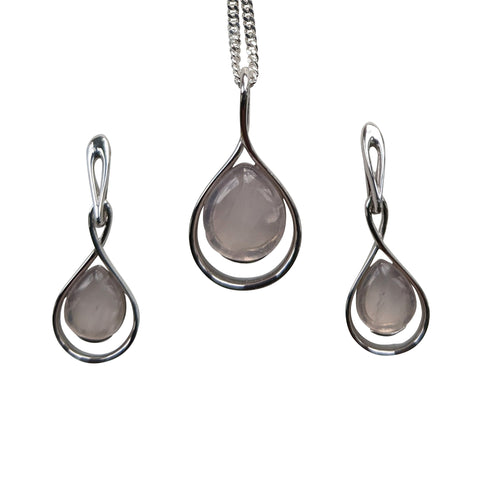 Pique Rose Quartz Silver PENDANT and Chain