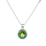 Round Peridot, Amethyst ,Blue Topaz Pendants with silver chain