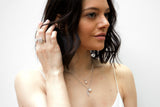 Model wearing silver Pearl jewellery