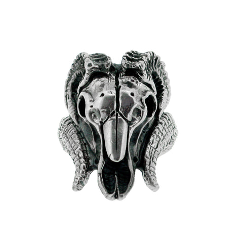 Ram Skull Silver Ring