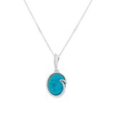 Turquoise Silver Wave Pendant and Chain