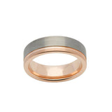 Tungsten and Rose Gold Assymetric Ring