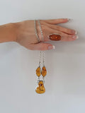 Triple  Stone Amber Necklace.