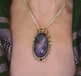 Icicle Charoite Silver Pendant and Chain