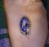 Icicle Charoite Silver Pendant and Chain