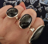 Round Obsidian Silver Ring