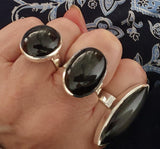 Oval Obsidian Silver Ring